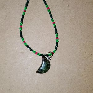 Bloodstone Cresent moon choker